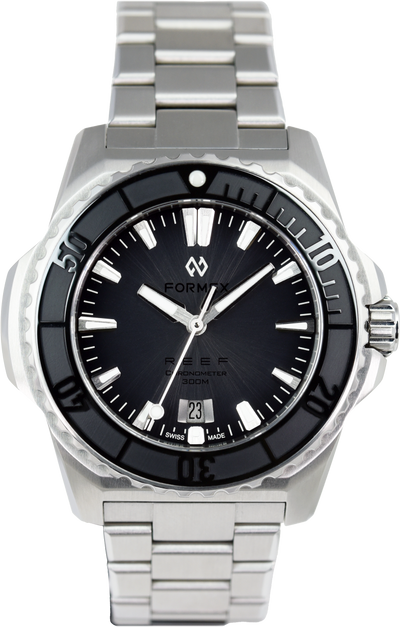 Formex REEF Automatic Chronometer 300m Silver Black Steel (Pre-owned)