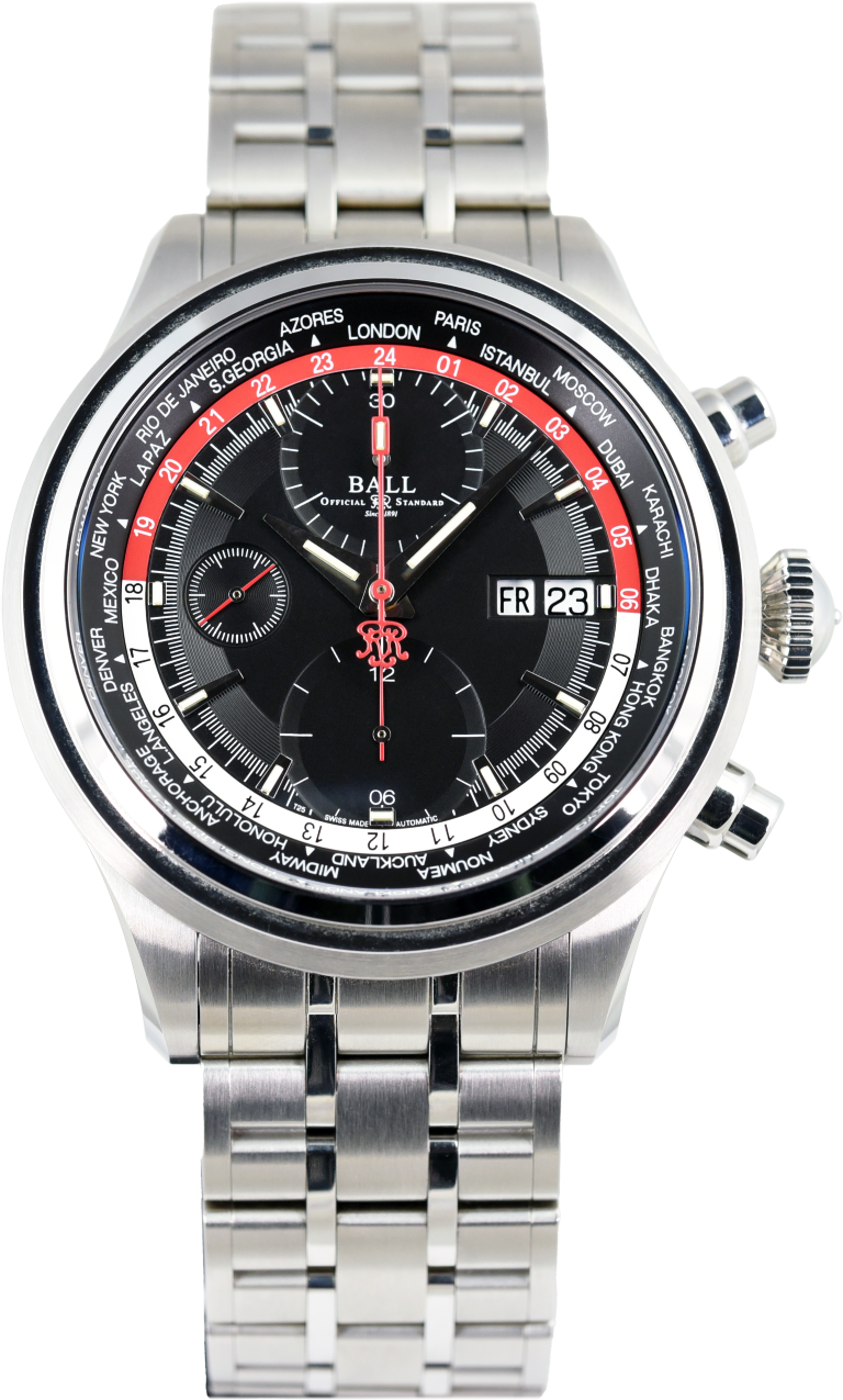 Ball Trainmaster WorldTime Chronograph CM2052D-S1J-BKRD (Pre-owned)