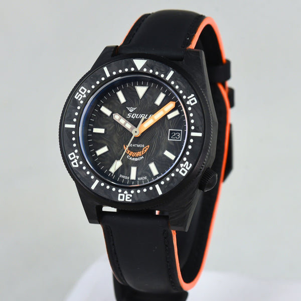 Squale 60 Atmos T-183 Forged Carbon Orange T183AFCOR.RLOR (Pre-owned)
