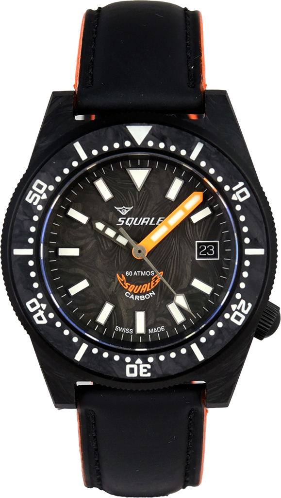 Squale 60 Atmos T-183 Forged Carbon Orange T183AFCOR.RLOR (Pre-owned)