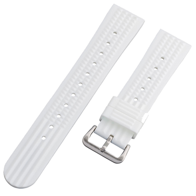 Islander Watch 22mm Pure White Waffle FKM Rubber Strap #BRAC-57