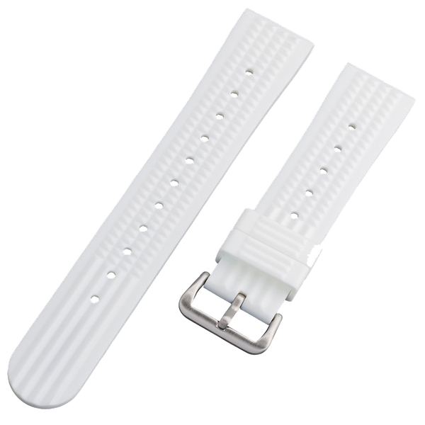 Islander Watch 22mm Pure White Waffle FKM Rubber Strap #BRAC-57