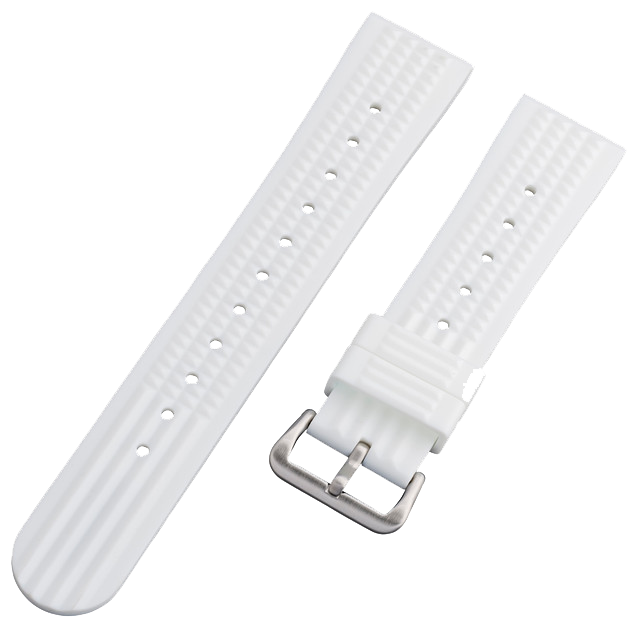Islander Watch 22mm Pure White Waffle FKM Rubber Strap #BRAC-57
