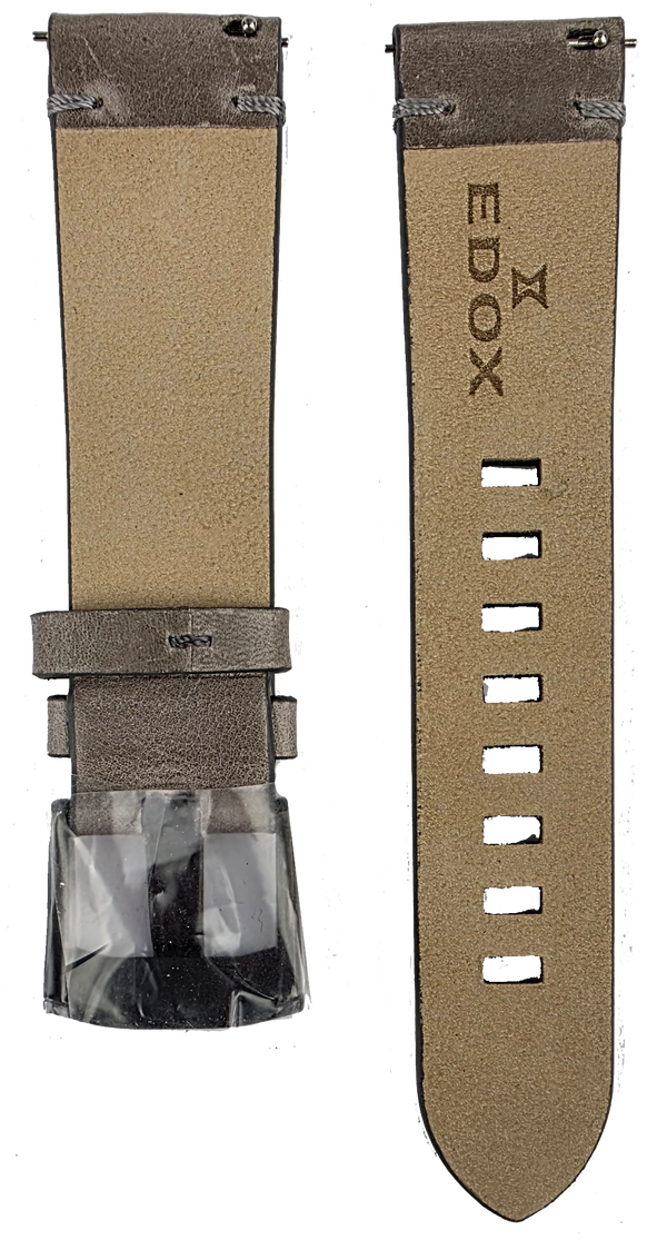 Edox 22mm Grey Leather Strap Skydiver ED-BA-80126 3VIN