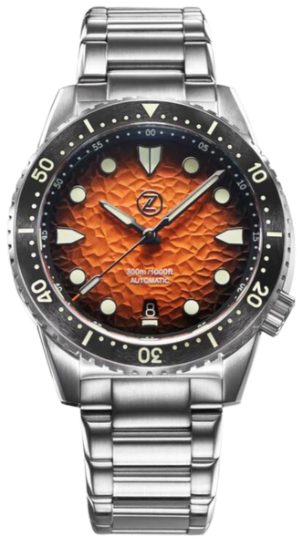 Zelos Mako Diver Hammered Orange - SeriousWatches.com