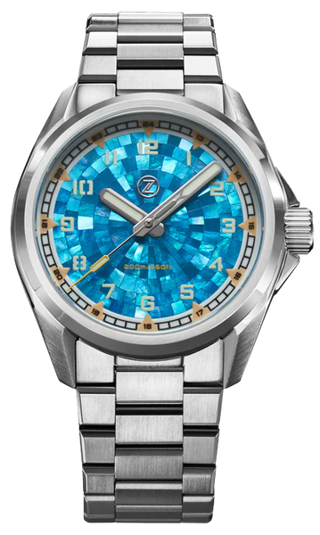 Zelos Swordfish Field 38mm Mosaic MOP - SeriousWatches.com
