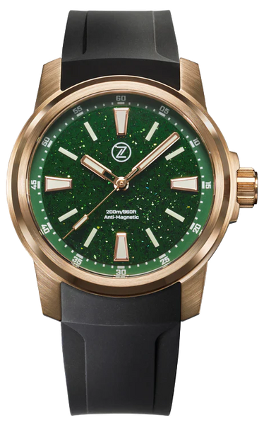 Zelos Aurora Field 38mm Bronze Green Aventurine - SeriousWatches.com
