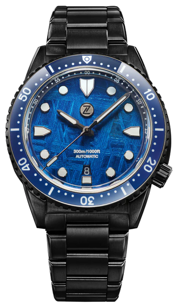 Zelos Great White 43mm Ti DLC Blue Meteorite - SeriousWatches.com