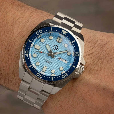 Islander Watch Automatic Dive Watch Ice Blue Waffle Dial ISL-67