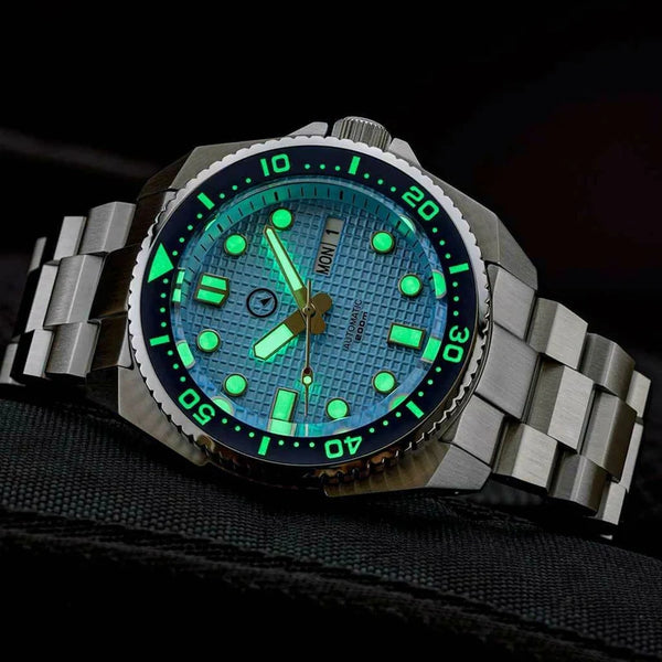 Islander Watch Automatic Dive Watch Ice Blue Waffle Dial ISL-67