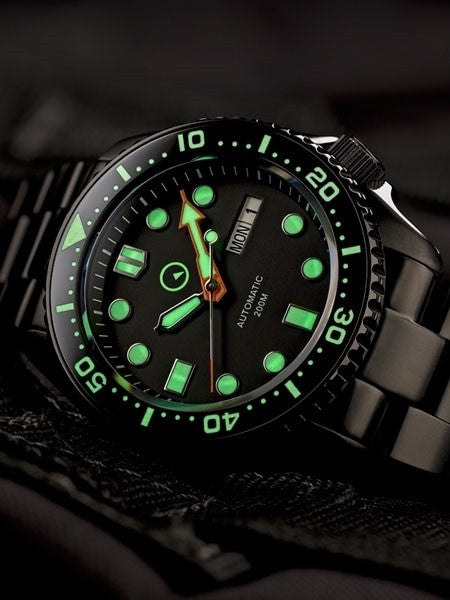 Islander Watch Automatic Dive Watch Black Dial DLC #ISL-34