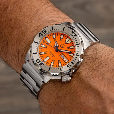 Islander Watch Automatic Dive Watch Orange Dial #ISL-94