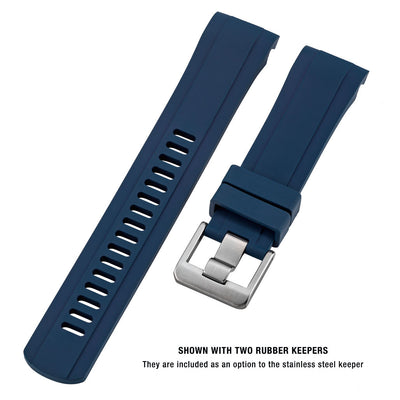 Islander Watch 22mm Blue Rubber Strap For Orient Mako 2 and Ray 2 #BRAC-21