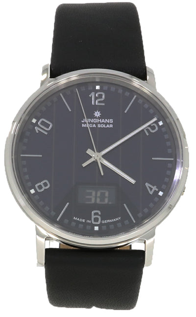 Junghans Orologio Uomo Al Quarzo Con Cassa In Acciaio, Quadrante Nero E Funzione Solare, Modello 056/4628.44