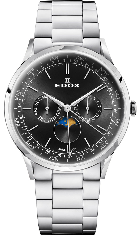 Edox Les Vaubert Multifunction Moon Phase 40101 3M NIN