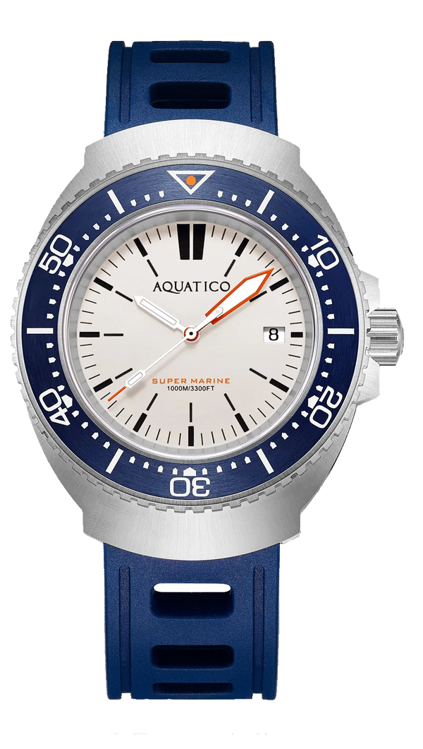Aquatico Super Marine White Dial Blue Bezel PT5000