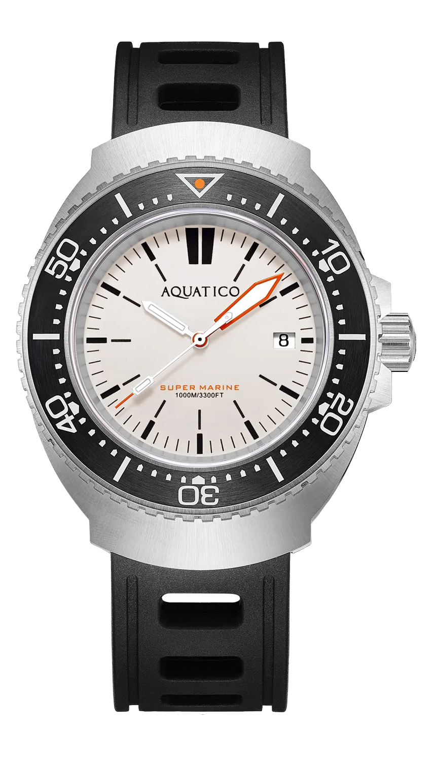 Aquatico Super Marine White Dial Black Bezel PT5000