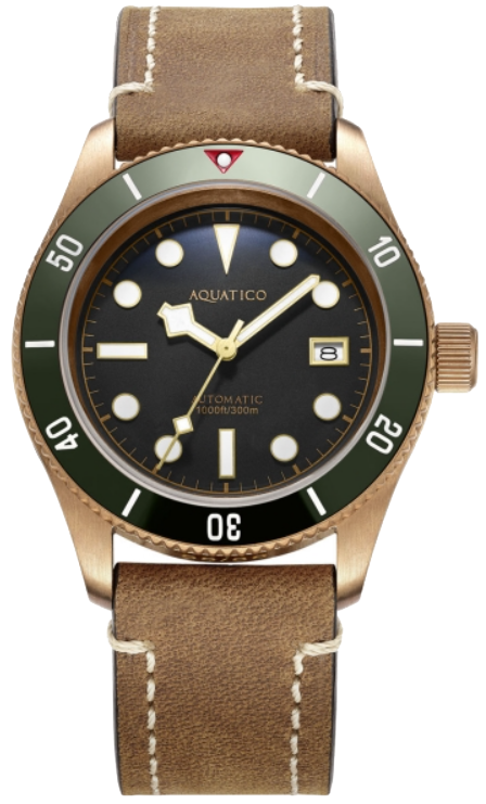 Aquatico Bronze Sea Star Black Dial Green Ceramic Bezel