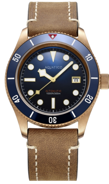 Aquatico Bronze Sea Star Blue Ceramic Bezel - SeriousWatches.com