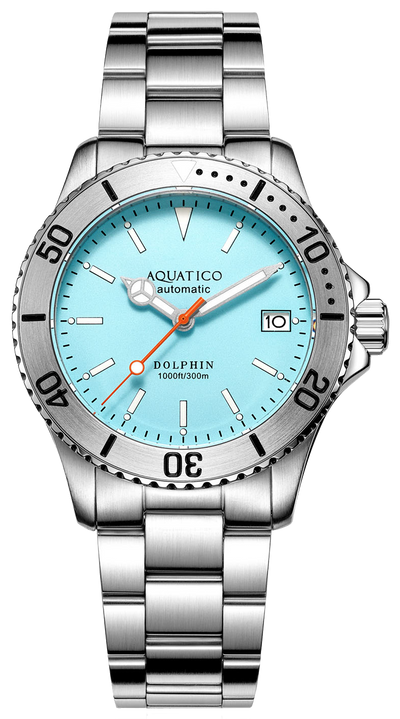 Aquatico Dolphin 39mm Automatic Dive Watch Bright Blue