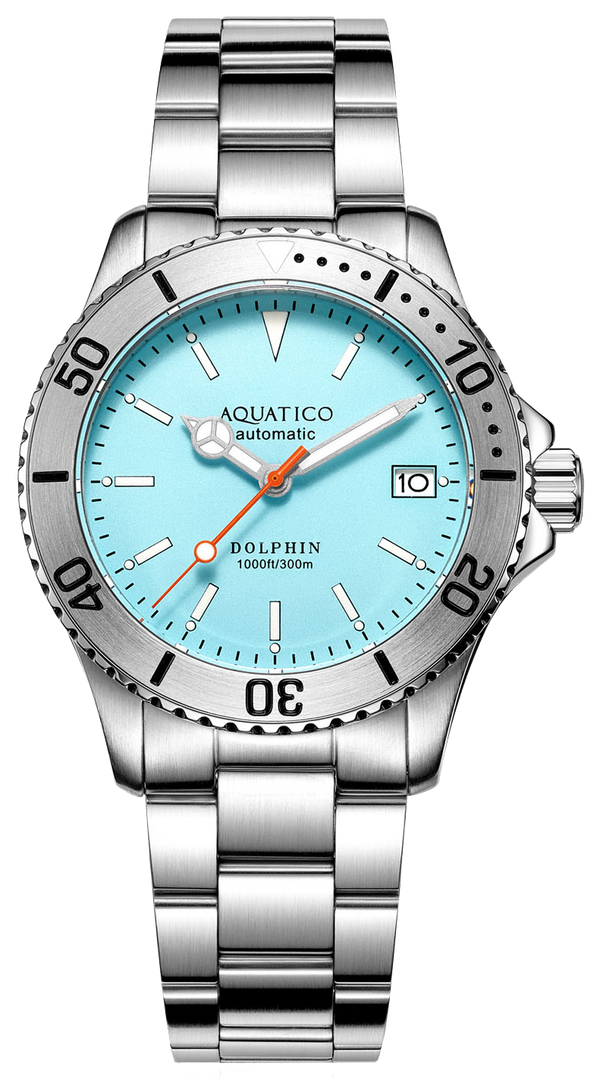 Aquatico Dolphin 39mm Automatic Dive Watch Bright Blue