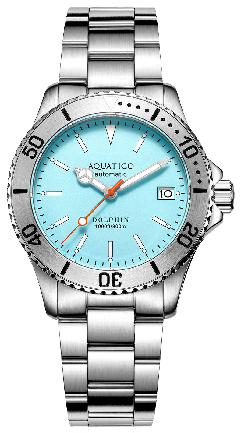 Aquatico Dolphin 39mm Automatic Dive Watch Bright Blue