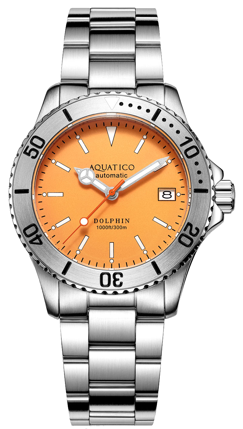 Aquatico Dolphin 39mm Automatic Dive Watch Orange (B-stock)