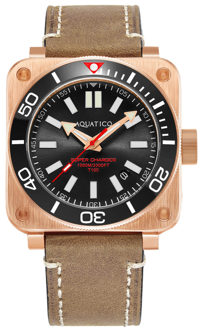 Aquatico Super Charger Bronze Black Ceramic Bezel SW200