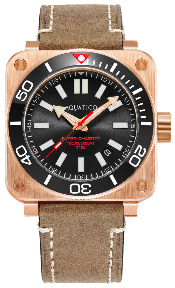 Aquatico Super Charger Bronze Black Ceramic Bezel SW200