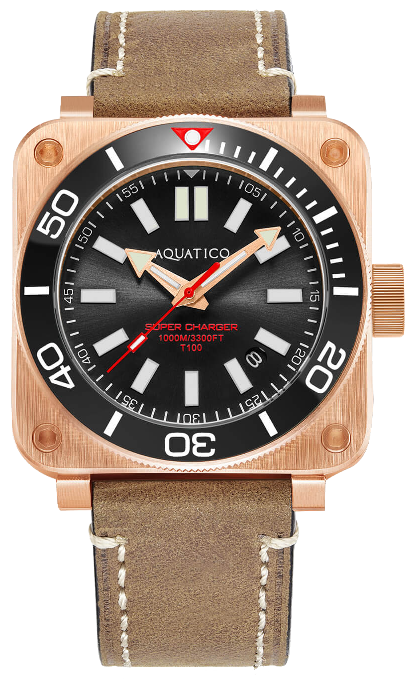 Aquatico Super Charger Bronze Black Ceramic Bezel SW200