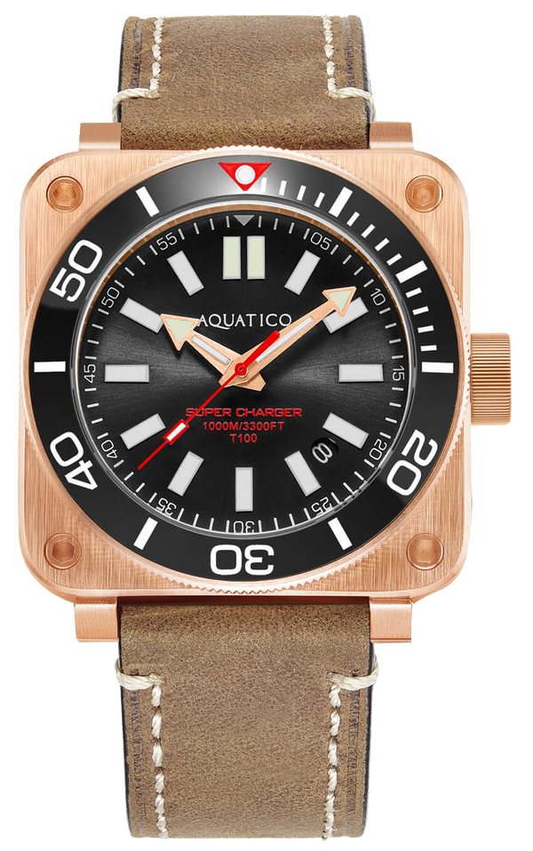 Aquatico Super Charger Bronze Black Ceramic Bezel