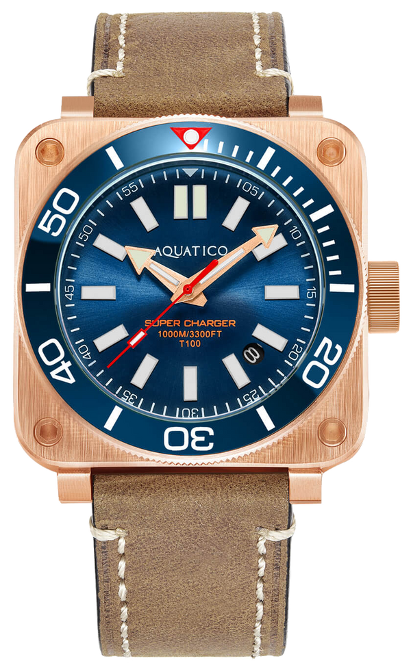 Aquatico Super Charger Bronze Blue Ceramic Bezel SW200