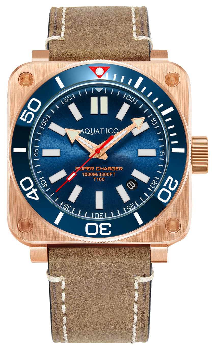 Aquatico Super Charger Bronze Blue Ceramic Bezel SW200