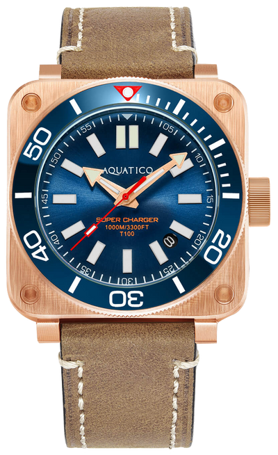 Aquatico Super Charger Bronze Blue Ceramic Bezel