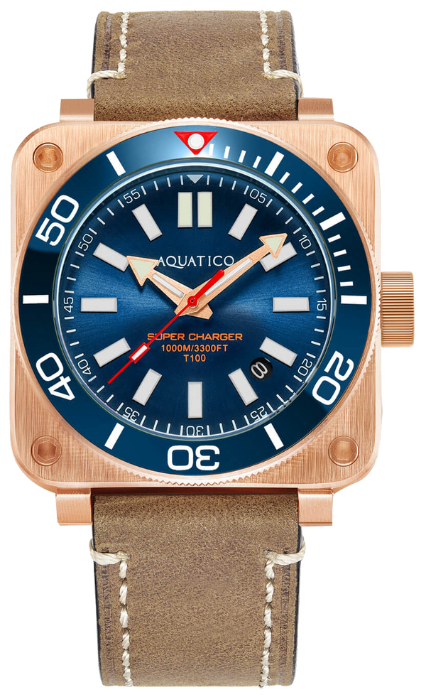 Aquatico Super Charger Bronze Blue Ceramic Bezel