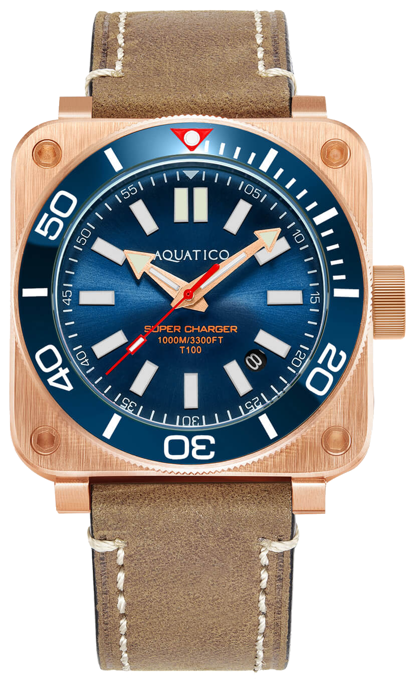 Aquatico Super Charger Bronze Blue Ceramic Bezel