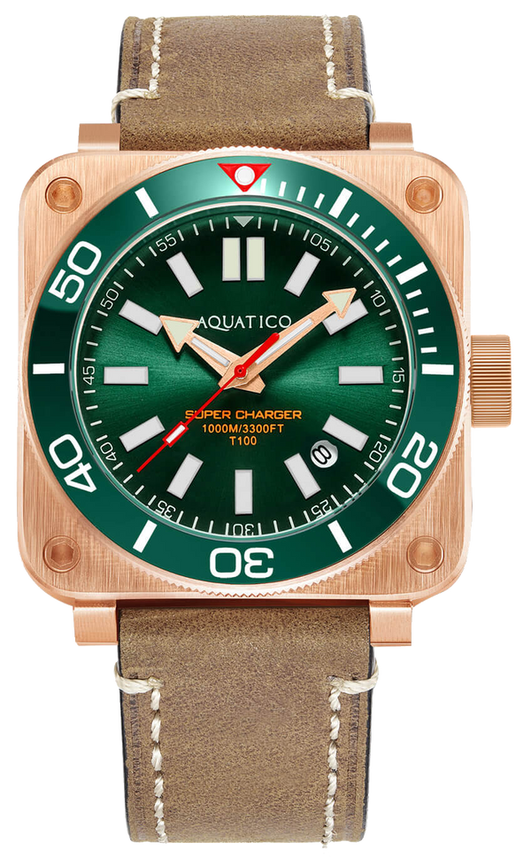 Aquatico Super Charger Bronze Green Ceramic Bezel SW200