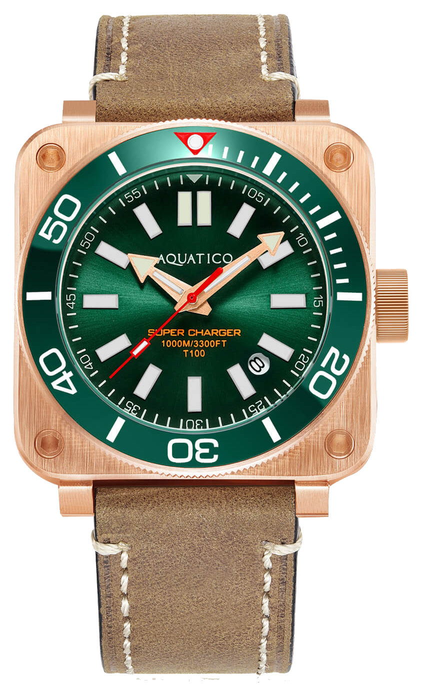Aquatico Super Charger Bronze Green Ceramic Bezel