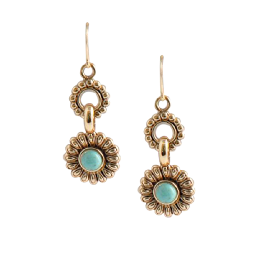 Barse Floral Bronze and Turquoise Loop Earring