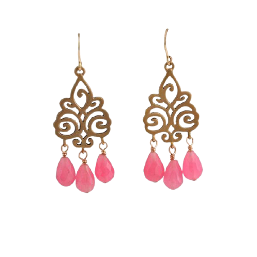Barse Gypsy Swirl Earring- Pink Quartz