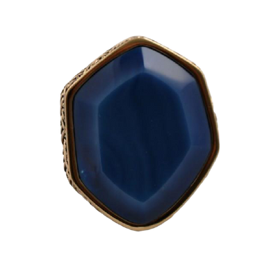 Barse Hammered Bronze Statement Ring - Blue Agate