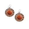 Barse Leaf Motif Copper and Sponge Coral Earring