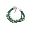 Barse Leather 'n' Pearls Good Times Bracelet-Green