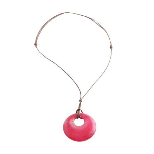 Barse Leather and Fuschia Jade Necklace