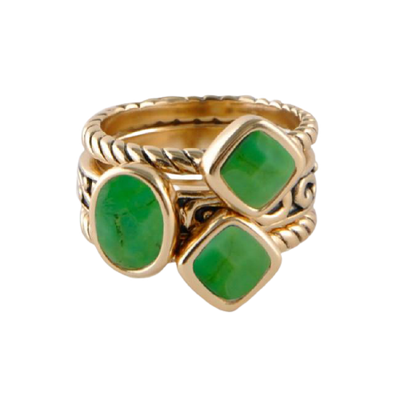Barse Multi-Shape Lime Turquoise Trio Ring