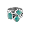 Barse Multi-Shape Turquoise Trio Ring Silver