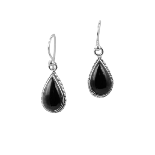 Barse Onyx Roped Teardrop Earring