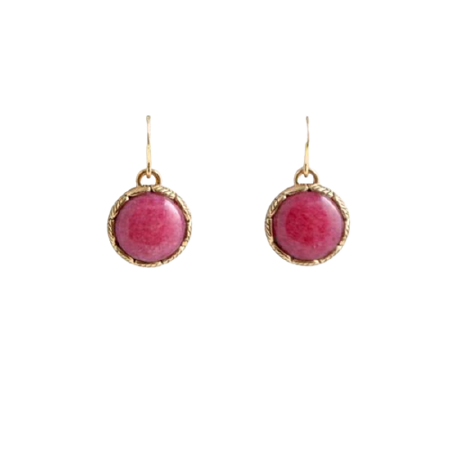 Barse Pink Aventurine Sphere Earring