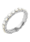 Barse Single Mother of Pearl Band Stack Ring Silver