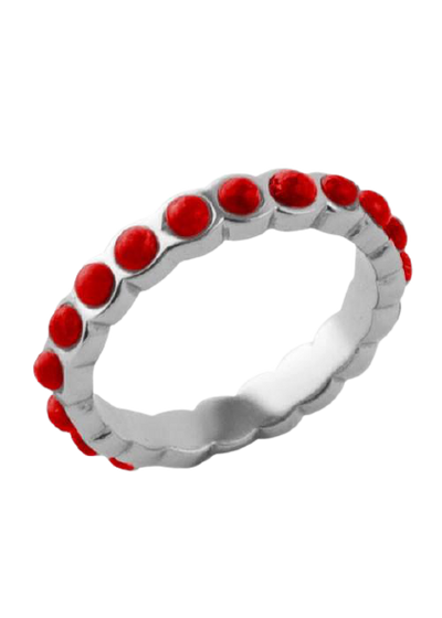 Barse Single Red Howlite Band Stack Ring Silver